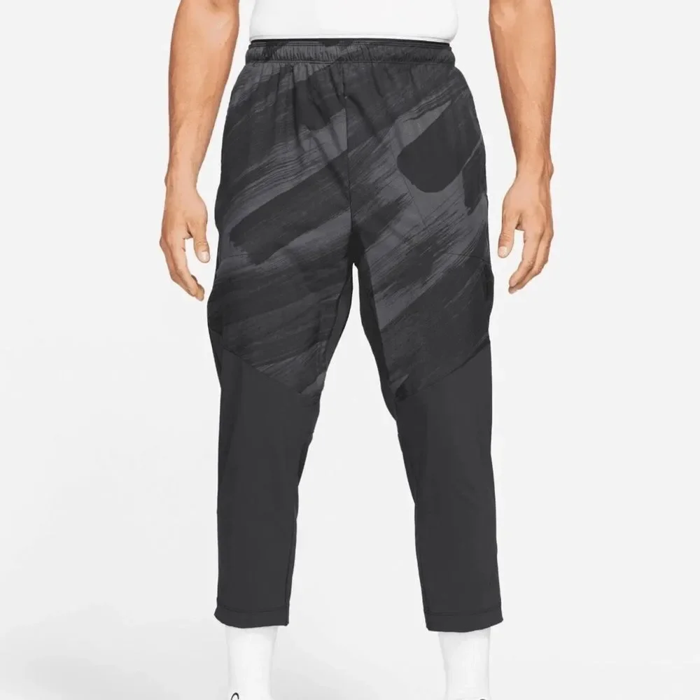 Nike Sport Clash Training Pants Cropped‎ Length Gym Black Gray Large